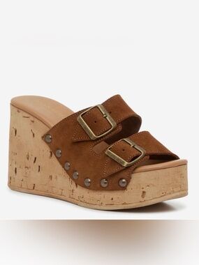 Anna Luisa Amalfi Studded Suede Cork Wedge Sandal Women’s 7